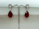 Elegant Ruby Red Teardrop Earrings